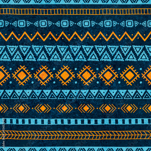 Stoffe zum Nähen Vintage Musterdesign. Grunge Texturen. Farben blau und orange