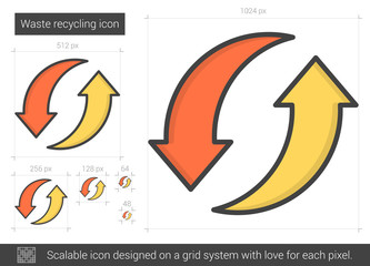 Sticker - Waste recycling line icon.