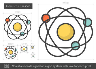 Poster - Atom structure line icon.