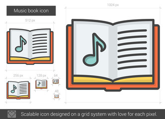 Poster - Music book line icon.