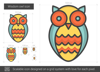 Poster - Wisdom owl line icon.