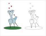 Fototapeta Pokój dzieciecy - Two cute, lovely and funny bird characters feel in love with each others, valentine