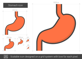 Poster - Stomach line icon.