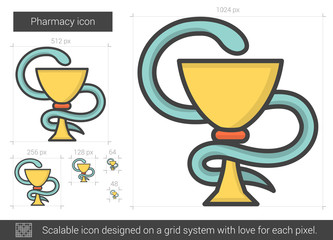 Poster - Pharmacy line icon.