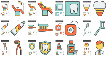 Wall Mural - Stomatology line icon set.