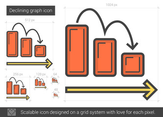 Sticker - Declining graph line icon.