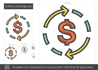 Sticker - Currency exchange line icon.