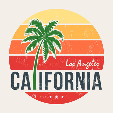 california tee print with styled palm tree