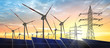 © peterschreiber.media - Konzept - Energiequelle Wind und Solar mit Stromleitungen