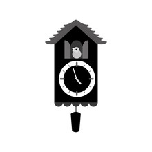 Silhouette Antique Bird Clock Icon Vector Illustration