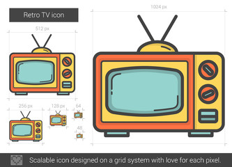 Sticker - Retro TV line icon.