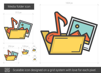 Sticker - Media folder line icon.