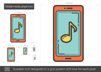 Sticker - Mobile media player line icon.