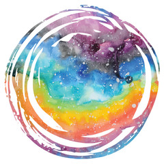 Wall Mural - watercolor galaxy background.