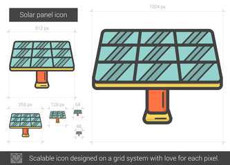 Sticker - Solar panel line icon.