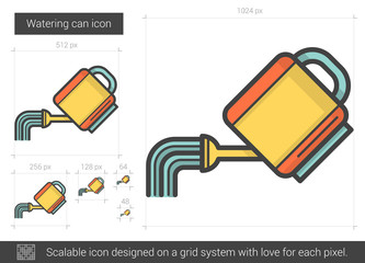 Canvas Print - Watering can line icon.