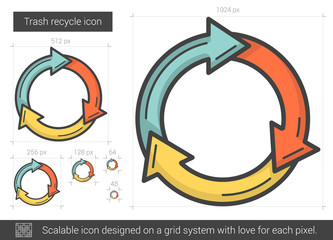 Sticker - Trash recycle line icon.