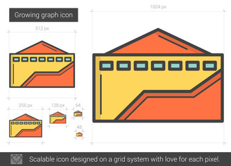 Wall Mural - Growing graph line icon.