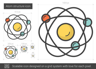 Poster - Atom structure line icon.