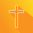 Christian symbol. Cross, crucifix, symbol of the Christian faith, on an orange background