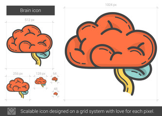 Poster - Brain line icon.