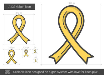 Sticker - AIDS ribbon line icon.