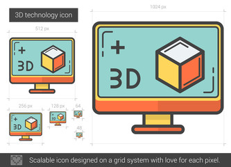 Poster - Three d technology line icon.