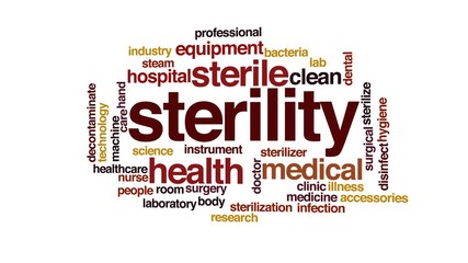 Poster - Sterility animated word cloud, text design animation.