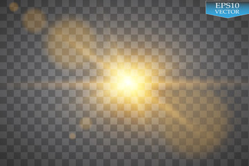 Wall Mural - Vector transparent sunlight special lens flare light effect. Sun flash with rays and spotlight
