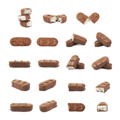 Wall Mural - Coconut filled chocolate bar isolated