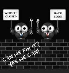 Wall Mural - Comical website maintenance closed with back soon message  