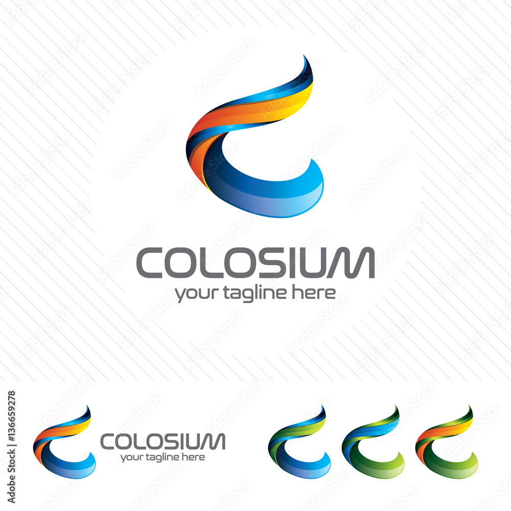Colorful letter C logo design vector for technology. Digital logo pixel ...