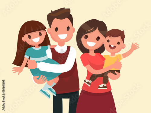 Download Happy family. Father, mother, son and daughter Stock ...