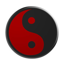 3d Black And Red Yin And Yang Symbol, Illustration Isolated On White Background