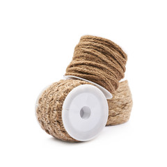 Wall Mural - Pile of rope bobbins isolated