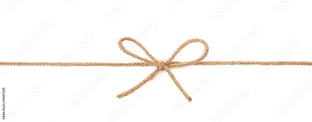 Bow knot on a string isolated - obrazy, fototapety, plakaty 