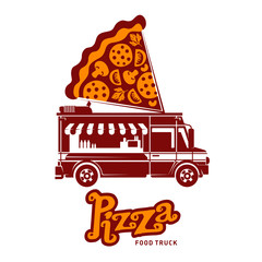 Sticker - Food truck vector flat illustration