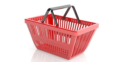 Wall Mural - Shopping basket on white background. 3d illustration