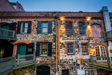Old Buildings Along Bay Street, In Savannah, Georgia.