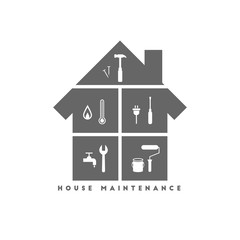 Wall Mural - House maintenance concept with different work tool icons