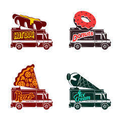 Sticker - Food truck vector flat illustration