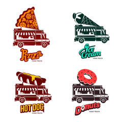 Sticker - Food truck vector flat illustration