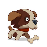 Fototapeta Psy - cute cartoon dog with a bone