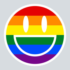 Wall Mural - LGBT Rainbow Flag Smiling Face Smiley Icon
