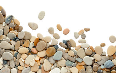 Pebbles texture border isolated on white background