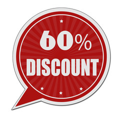 Sticker - 60% discount red speech bubble label or sign