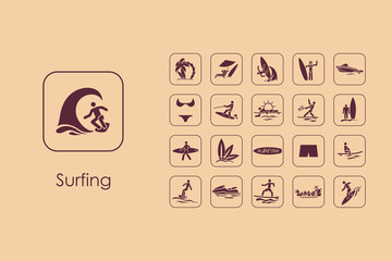 Wall Mural - Set of surfing simple icons