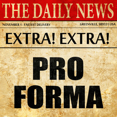 Pro forma, article text in newspaper