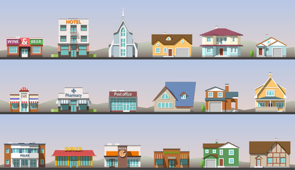 Flat design urban landscape vector illustration