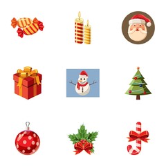 Canvas Print - Xmas icons set, cartoon style